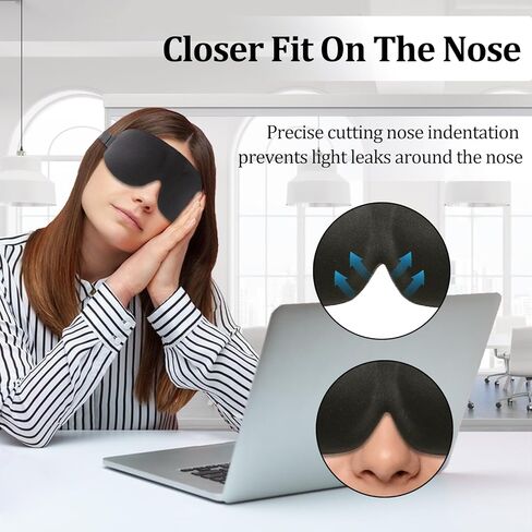 2 Pack Sleep Mask 100% Blackout 3D Eye Mask Eye Mask with Adjustable Strap for Sleeping, Eye Sleep Shade Cover, Night Blindfold for Men Women in Kuwait