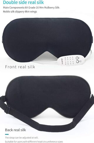 Real Silk Heated Eye Mask, Reusable USB Electric Soft Sleeping Mask with Temperature and Time Control, Comfortable Heating Steam Blindfold for Eyes Relax - Peacock Blue in Saudi Arabia