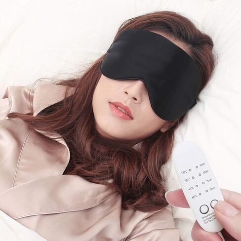 Real Silk Heated Eye Mask, Reusable USB Electric Soft Sleeping Mask with Temperature and Time Control, Comfortable Heating Steam Blindfold for Eyes Relax - Peacock Blue in Saudi Arabia