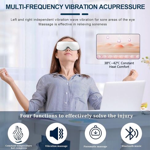 Intelligent Eye Massager with Heating, Father Day Gifts, Heated eye mask massager with compression and Bluetooth, Face Massager, Eye Care Device, Eye Mask for Reducing Eye Fatigue and Improving Sleep in Saudi Arabia