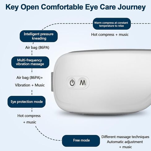 Intelligent Eye Massager with Heating, Father Day Gifts, Heated eye mask massager with compression and Bluetooth, Face Massager, Eye Care Device, Eye Mask for Reducing Eye Fatigue and Improving Sleep in Saudi Arabia