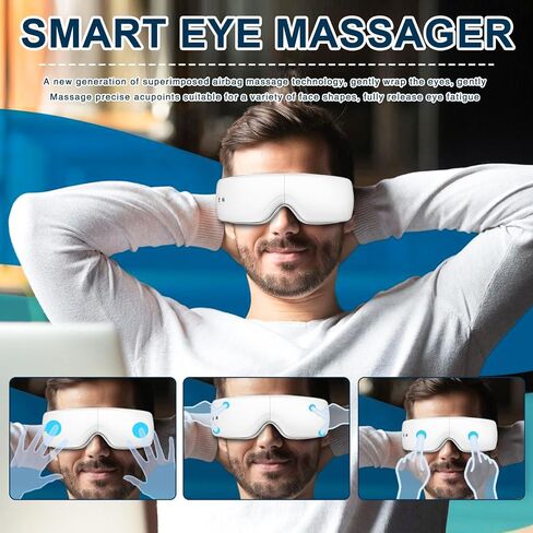 Intelligent Eye Massager with Heating, Father Day Gifts, Heated eye mask massager with compression and Bluetooth, Face Massager, Eye Care Device, Eye Mask for Reducing Eye Fatigue and Improving Sleep in Saudi Arabia