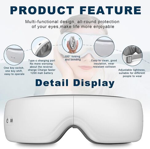 Intelligent Eye Massager with Heating, Father Day Gifts, Heated eye mask massager with compression and Bluetooth, Face Massager, Eye Care Device, Eye Mask for Reducing Eye Fatigue and Improving Sleep in Saudi Arabia