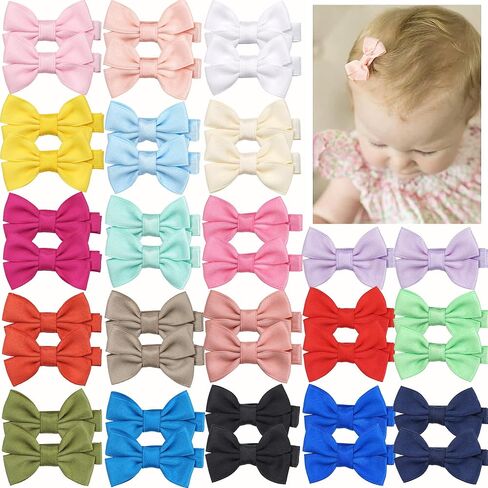 Ayesha 30pcs Fine Hair Clips: 2Inch Mini Wool Felt Bows, Fully Lined Pins for Girls, Infants, Toddlers in Saudi Arabia