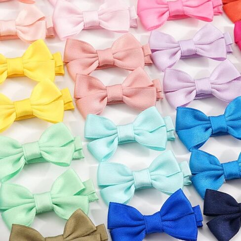 Ayesha 30pcs Fine Hair Clips: 2Inch Mini Wool Felt Bows, Fully Lined Pins for Girls, Infants, Toddlers in Saudi Arabia