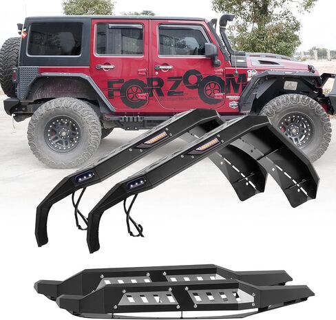 NIXON OFFROAD Front+Rear Fender Flares Replacement for 2007-2018 Jeep Wrangler JK 4 Door/2 Door for Wild Off-Road, for Jeep Wrangler Fender Flares w/LED Sequential Turn Signal in Kuwait