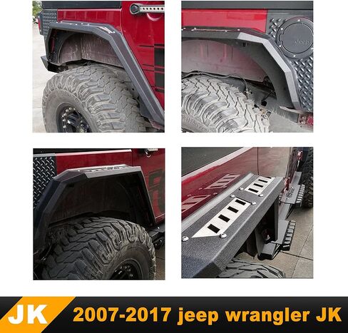 NIXON OFFROAD Front+Rear Fender Flares Replacement for 2007-2018 Jeep Wrangler JK 4 Door/2 Door for Wild Off-Road, for Jeep Wrangler Fender Flares w/LED Sequential Turn Signal in Kuwait