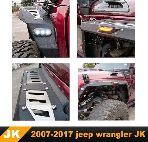 NIXON OFFROAD Front+Rear Fender Flares Replacement for 2007-2018 Jeep Wrangler JK 4 Door/2 Door for Wild Off-Road, for Jeep Wrangler Fender Flares w/LED Sequential Turn Signal in Kuwait