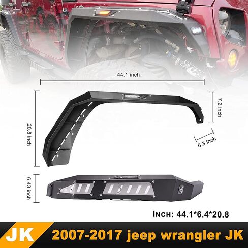 NIXON OFFROAD Front+Rear Fender Flares Replacement for 2007-2018 Jeep Wrangler JK 4 Door/2 Door for Wild Off-Road, for Jeep Wrangler Fender Flares w/LED Sequential Turn Signal in Kuwait