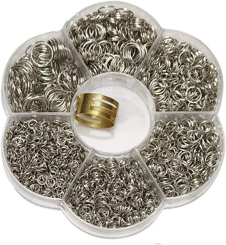 Chenkou Craft 1 Box 6 Sizes 2000pcs Open Jump Ring & Ring Jewelry Keychain Making from 4mm to 10mm with 1 pc Jump Ring Open/Close Tool and 1 pc Clear Box (Silver-Mix) (Gun-Black) in Saudi Arabia