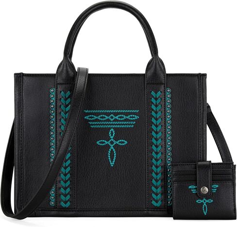 حقيبة حمل ذات مقبض علوي غربي من Montana West Longhorn Whipstitch مع مجموعة محفظة للبطاقات in Kuwait