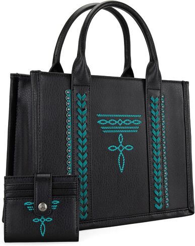 حقيبة حمل ذات مقبض علوي غربي من Montana West Longhorn Whipstitch مع مجموعة محفظة للبطاقات in Kuwait