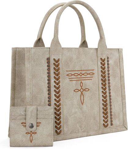 حقيبة حمل ذات مقبض علوي غربي من Montana West Longhorn Whipstitch مع مجموعة محفظة للبطاقات in Kuwait