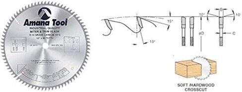 أداة Amana - 614108-30 حواف مائلة من الكربيد 14 بوصة قطر × 108T ATB، 10 درجة، تجويف 30 مم in Saudi Arabia