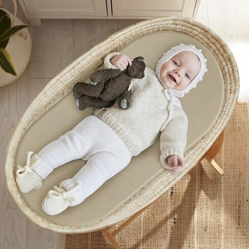 Muslin Bassinet Sheets, 3 Pack Bassinet Mattress Sheets, Soft Breathable Baby Bassinet Sheets for Boy Girls Fit for Baby Bassinets, Cradle, Moses Basket Oval Rectangle Pad/Mattress in Saudi Arabia