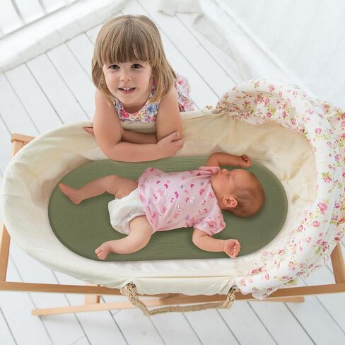 Muslin Bassinet Sheets, 3 Pack Bassinet Mattress Sheets, Soft Breathable Baby Bassinet Sheets for Boy Girls Fit for Baby Bassinets, Cradle, Moses Basket Oval Rectangle Pad/Mattress in Saudi Arabia