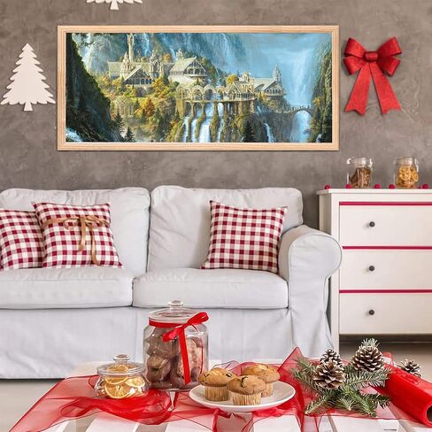 YALKIN 5D مجموعات الطلاء الماسي للبالغين DIY قلعة كبيرة حفر مستديرة كاملة (35.5x15.7in) صور التطريز فنون الطلاء حسب الأرقام مجموعات مجموعات الطلاء الماسي لديكور جدار المنزل in Saudi Arabia