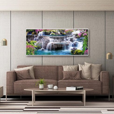 YALKIN 5D مجموعات الطلاء الماسي للبالغين DIY قلعة كبيرة حفر مستديرة كاملة (35.5x15.7in) صور التطريز فنون الطلاء حسب الأرقام مجموعات مجموعات الطلاء الماسي لديكور جدار المنزل in Saudi Arabia