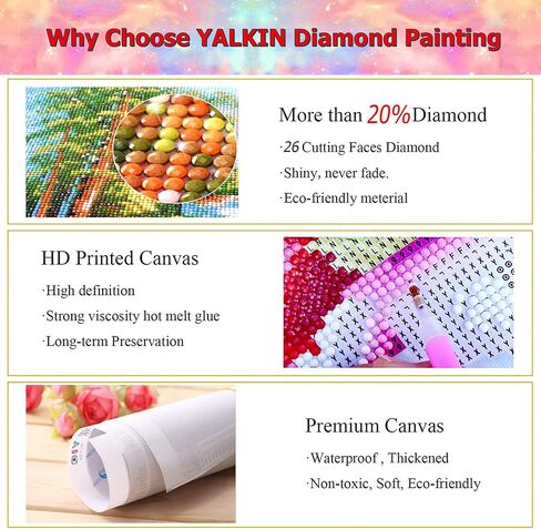 YALKIN 5D مجموعات الطلاء الماسي للبالغين DIY قلعة كبيرة حفر مستديرة كاملة (35.5x15.7in) صور التطريز فنون الطلاء حسب الأرقام مجموعات مجموعات الطلاء الماسي لديكور جدار المنزل in Saudi Arabia