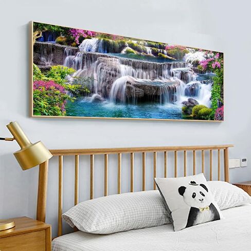 YALKIN 5D مجموعات الطلاء الماسي للبالغين DIY قلعة كبيرة حفر مستديرة كاملة (35.5x15.7in) صور التطريز فنون الطلاء حسب الأرقام مجموعات مجموعات الطلاء الماسي لديكور جدار المنزل in Saudi Arabia