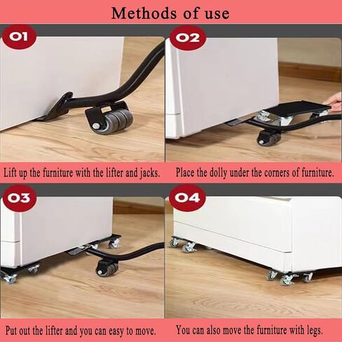 Locci Furniture Dolly، محركات الأثاث مع 5 عجلات، مجموعة أدوات رفع الأثاث مع عجلات دوران 360 درجة، سعة 1600 رطل، لنقل الأثاث الثقيل والثلاجة والأريكة والخزانة in Saudi Arabia