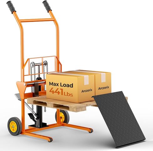 Hydraulic Material Lift Winch Stacker 441 Lbs 36" Max Lift with 9" Thick Rubber Wheels Removable Flat Bed 18.5" Thick Fork Arm, Pallet Truck Dolly Lift Table Fork Lift in Saudi Arabia