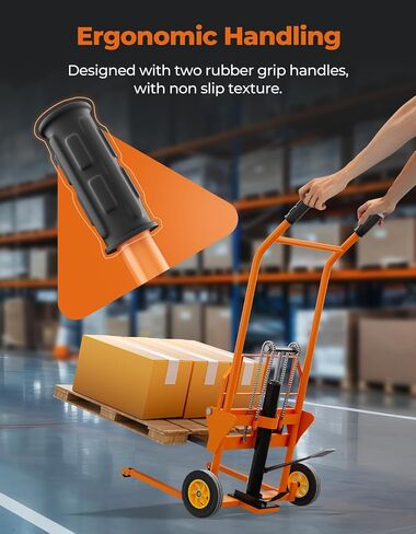 Hydraulic Material Lift Winch Stacker 441 Lbs 36" Max Lift with 9" Thick Rubber Wheels Removable Flat Bed 18.5" Thick Fork Arm, Pallet Truck Dolly Lift Table Fork Lift in Saudi Arabia