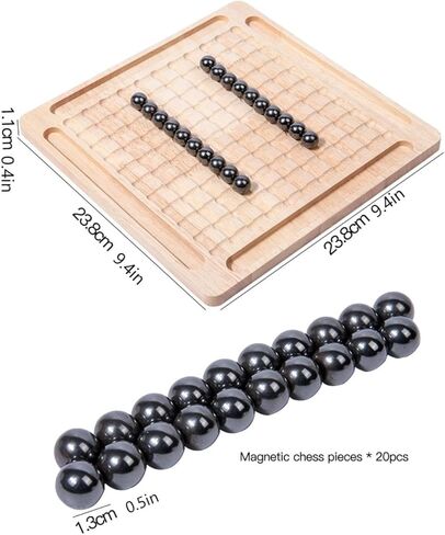 Magnetic Chess Game with Wooden Board for Kids Adults, 2024 New Version Magnetic Stone Board Game Funny Interactive Tabletop Game Family Party Board Games (Magnetic Chess Game-Style B) in Kuwait