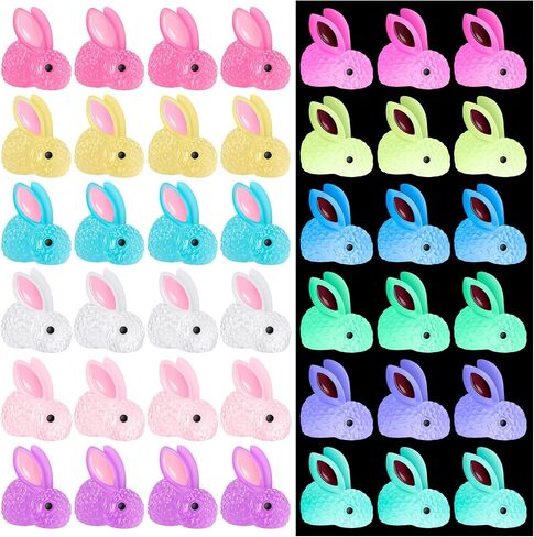 60Pcs Luminous Mini Resin Bunny, Miniature Bunny Figurines, Glow in The Dark Tiny Rabbit Ornament for Garden Landscape Aquarium Dollhouse Birthday Party Room Crafts Decor in Saudi Arabia