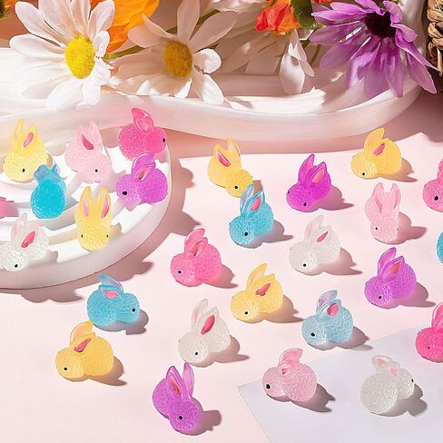 60Pcs Luminous Mini Resin Bunny, Miniature Bunny Figurines, Glow in The Dark Tiny Rabbit Ornament for Garden Landscape Aquarium Dollhouse Birthday Party Room Crafts Decor in Saudi Arabia