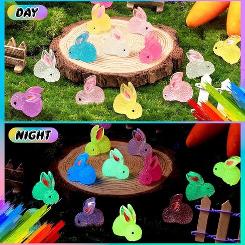 60Pcs Luminous Mini Resin Bunny, Miniature Bunny Figurines, Glow in The Dark Tiny Rabbit Ornament for Garden Landscape Aquarium Dollhouse Birthday Party Room Crafts Decor in Saudi Arabia