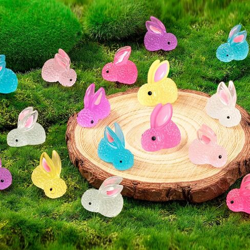 60Pcs Luminous Mini Resin Bunny, Miniature Bunny Figurines, Glow in The Dark Tiny Rabbit Ornament for Garden Landscape Aquarium Dollhouse Birthday Party Room Crafts Decor in Saudi Arabia