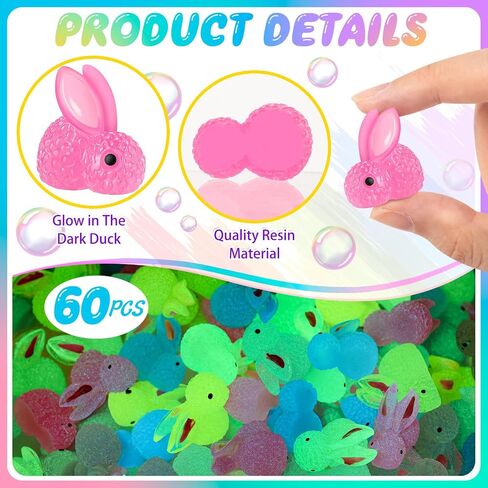 60Pcs Luminous Mini Resin Bunny, Miniature Bunny Figurines, Glow in The Dark Tiny Rabbit Ornament for Garden Landscape Aquarium Dollhouse Birthday Party Room Crafts Decor in Saudi Arabia