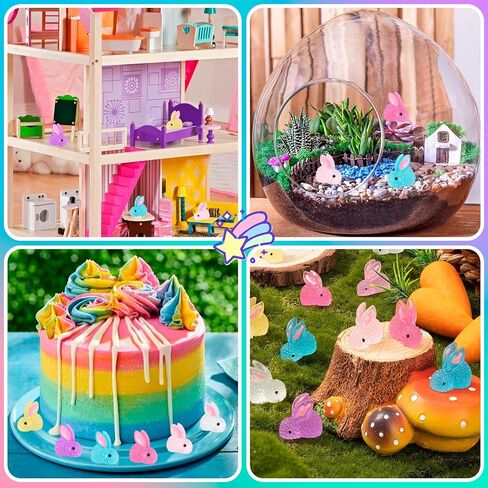 60Pcs Luminous Mini Resin Bunny, Miniature Bunny Figurines, Glow in The Dark Tiny Rabbit Ornament for Garden Landscape Aquarium Dollhouse Birthday Party Room Crafts Decor in Saudi Arabia