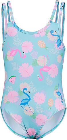 KAKU NANU Girls Swimsuit One Piece Bathing Suit Cute Ruffle Summer Hawaii Swimwear for Girls Size 2-12 Years in Saudi Arabia