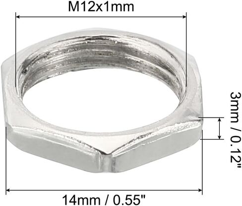 PATIKIL M12x1.0 Steel Hex Nuts, 50 Pack Metric Thread Zinc Plated Finished Hardware Nuts Screw Bolt Fasteners for Lamps Machinery Repair 3mm Height 14mm Width in Saudi Arabia