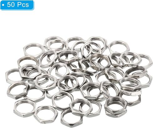 PATIKIL M12x1.0 Steel Hex Nuts, 50 Pack Metric Thread Zinc Plated Finished Hardware Nuts Screw Bolt Fasteners for Lamps Machinery Repair 3mm Height 14mm Width in Saudi Arabia