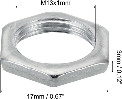 PATIKIL M12x1.0 Steel Hex Nuts, 50 Pack Metric Thread Zinc Plated Finished Hardware Nuts Screw Bolt Fasteners for Lamps Machinery Repair 3mm Height 14mm Width in Saudi Arabia