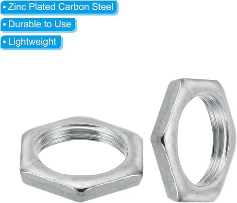 PATIKIL M12x1.0 Steel Hex Nuts, 50 Pack Metric Thread Zinc Plated Finished Hardware Nuts Screw Bolt Fasteners for Lamps Machinery Repair 3mm Height 14mm Width in Saudi Arabia