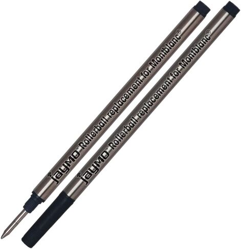 Jaymo Replacement for Montblanc 105158 - Measures 4.44 in / 113 mm Long - Rollerball Pen Refill - 2 Black in Saudi Arabia