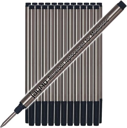 Jaymo Replacement for Montblanc 105158 - Measures 4.44 in / 113 mm Long - Rollerball Pen Refill - 2 Black in Saudi Arabia