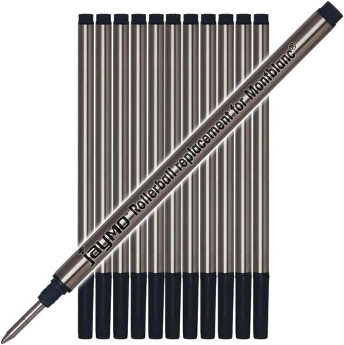 Jaymo Replacement for Montblanc 105158 - Measures 4.44 in / 113 mm Long - Rollerball Pen Refill - 2 Black in Saudi Arabia