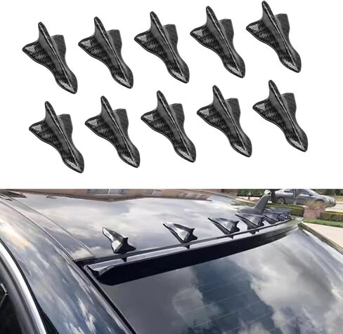 10 Pack Diffuser, Shark Fin Spoiler Diffuser, EVO Style Shark Fin Antenna, Rear Roof Spoiler, Car Roof Modification, Car Antenna Decoration Accessories (Carbon Fiber Black) in Kuwait