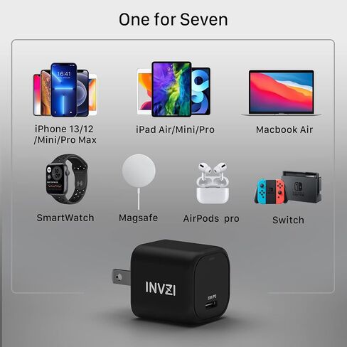 INVZI GaNHub 30W USB C Charger, GaN PPS Fast Wall Charger Block for iPhone 15//14/13/12 Pro Max, Galaxy S24 Ultra/S23, iPad, Pixel 4/3 in Saudi Arabia
