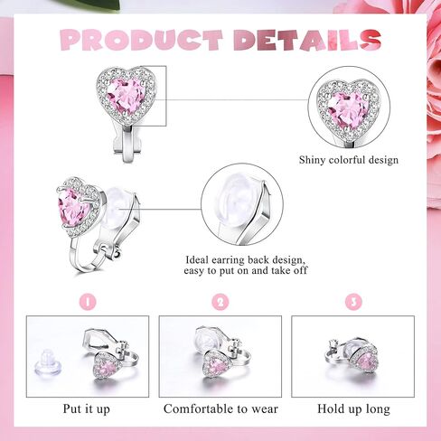 YADOCA 8/10 أزواج لطيفة بمشبك على الأقراط للنساء والفتيات لا تسبب الحساسية على شكل فراشة CZ على شكل فراشة ونجمة وردية ملونة وأقراط مشبكية بدون ثقب مجموعة أقراط مزيفة in Kuwait