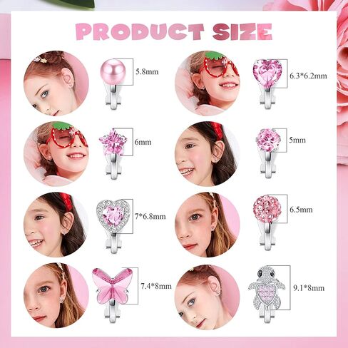 YADOCA 8/10 أزواج لطيفة بمشبك على الأقراط للنساء والفتيات لا تسبب الحساسية على شكل فراشة CZ على شكل فراشة ونجمة وردية ملونة وأقراط مشبكية بدون ثقب مجموعة أقراط مزيفة in Kuwait