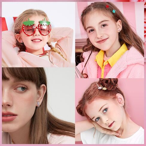 YADOCA 8/10 أزواج لطيفة بمشبك على الأقراط للنساء والفتيات لا تسبب الحساسية على شكل فراشة CZ على شكل فراشة ونجمة وردية ملونة وأقراط مشبكية بدون ثقب مجموعة أقراط مزيفة in Kuwait