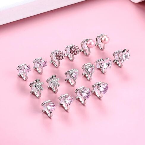 YADOCA 8/10 أزواج لطيفة بمشبك على الأقراط للنساء والفتيات لا تسبب الحساسية على شكل فراشة CZ على شكل فراشة ونجمة وردية ملونة وأقراط مشبكية بدون ثقب مجموعة أقراط مزيفة in Kuwait