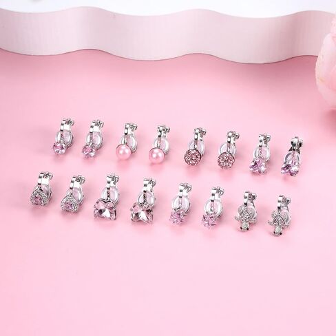 YADOCA 8/10 أزواج لطيفة بمشبك على الأقراط للنساء والفتيات لا تسبب الحساسية على شكل فراشة CZ على شكل فراشة ونجمة وردية ملونة وأقراط مشبكية بدون ثقب مجموعة أقراط مزيفة in Kuwait