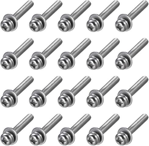 uxcell M2.5 x 12mm Stainless Steel Phillips Pan Head Machine Screws Bolts Combine with Spring Washer and Plain Washers 20pcs in Saudi Arabia